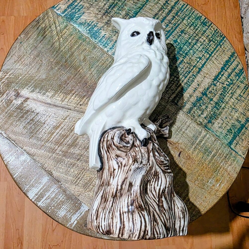 Vintage 1977 Hand-Decorated Ceramic Owl Figurine – Signed D.D.